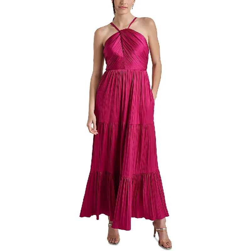 Womens Satin Tiered Maxi Dress