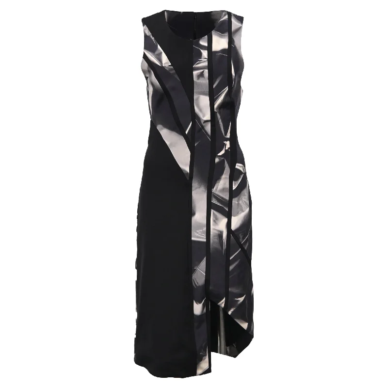 Dion Lee Optical Midi Sleeveless Shift Dress in Multicolor Silk