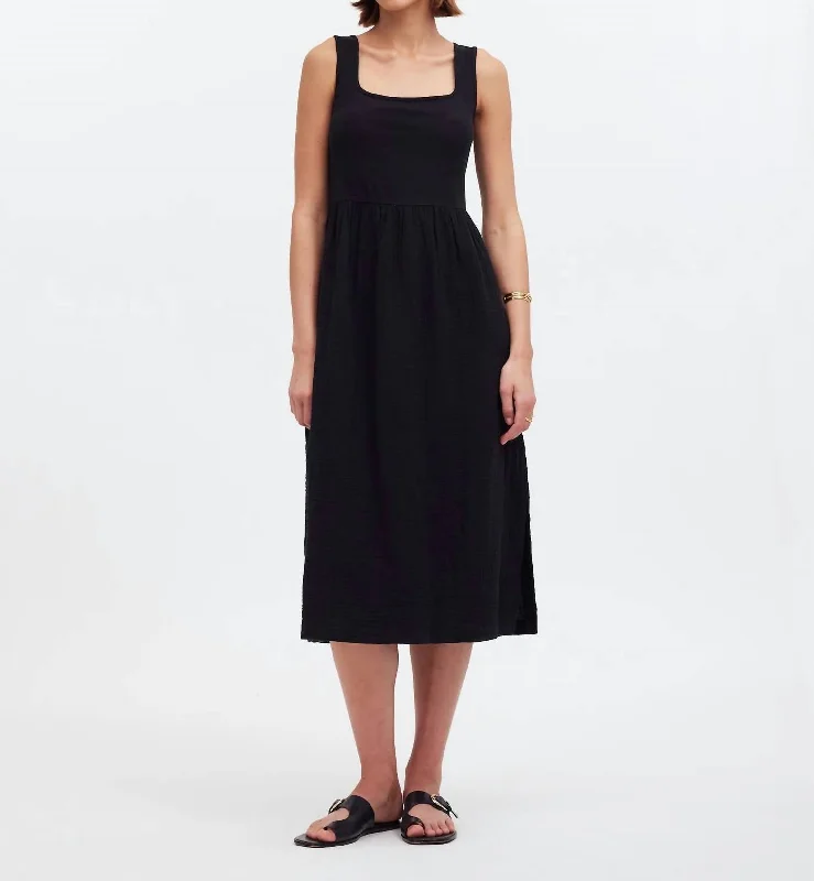 Knit Tank Midi Dress In Black