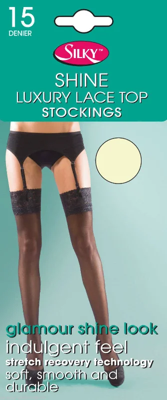 Silky Shine Luxury Lace top Gloss Stockings 15 Denier