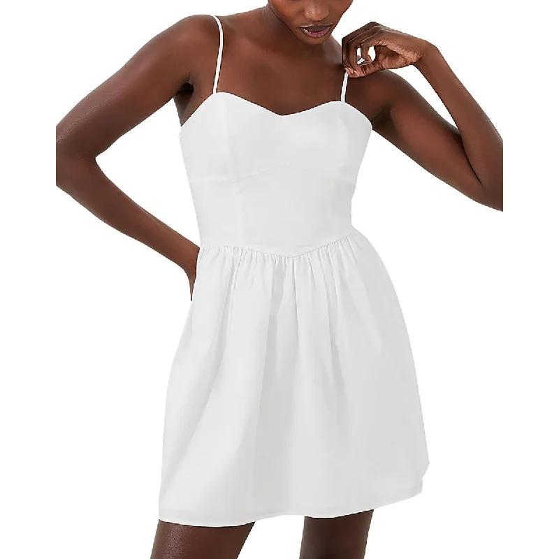 Womens Solid Cotton Mini Dress