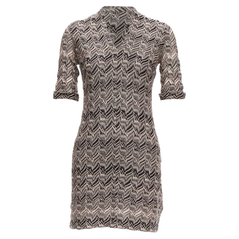 Missoni chevron knit lace v-neck mini dress