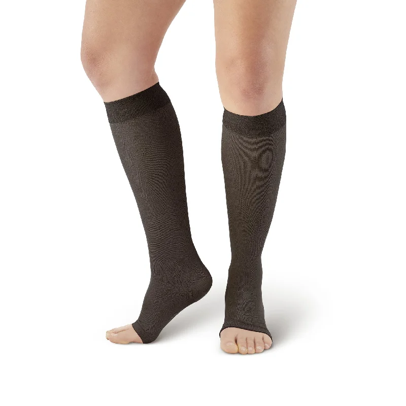 AW 213 Microfiber Opaque Knee Highs Open Toe 20-30 mmHg