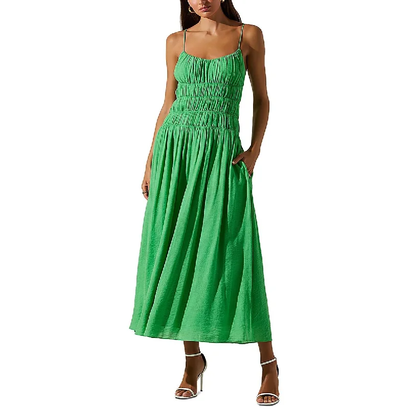 Andrina Womens Smocked Open Back Maxi Dress