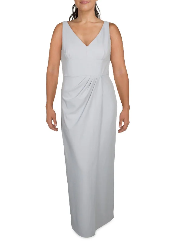 Womens Pleated Sleeveless Evening Dress