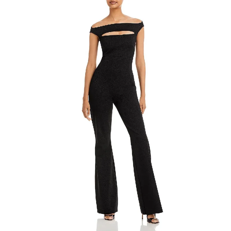 Chiara Boni Womens Rebecca Sugar Lurex Shimmer Off-the shoulder Jumpsuit