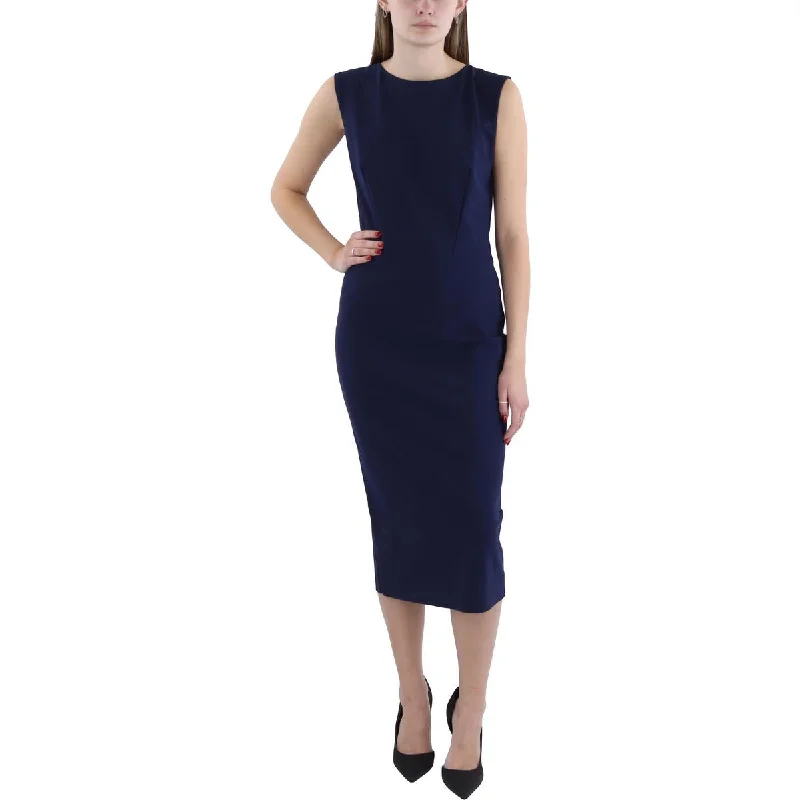 Womens Midi Sleeveless Wear To Work Dress