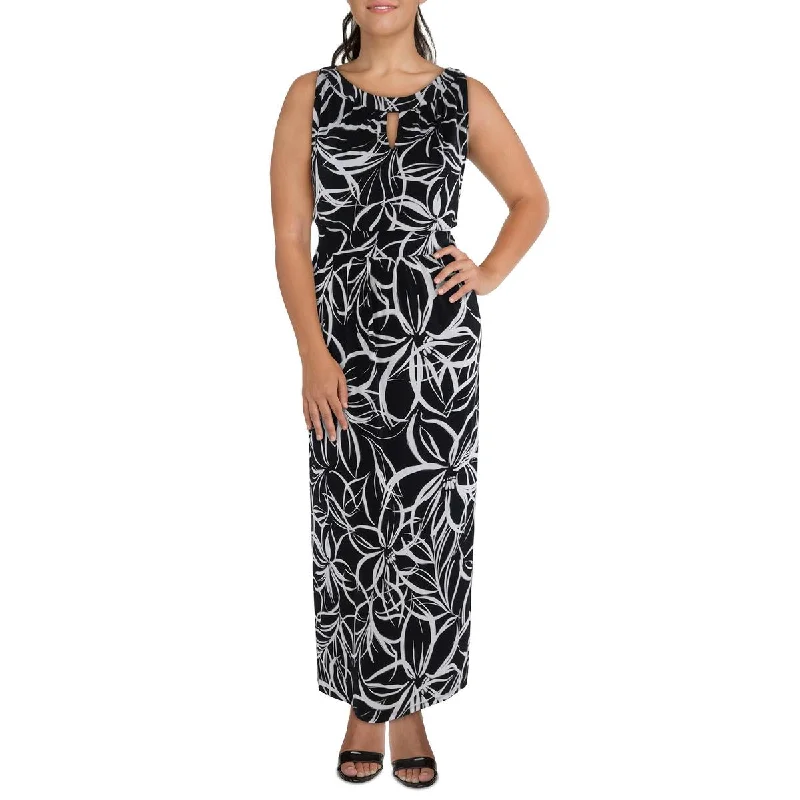 Plus Womens Printed Maxi Halter Dress