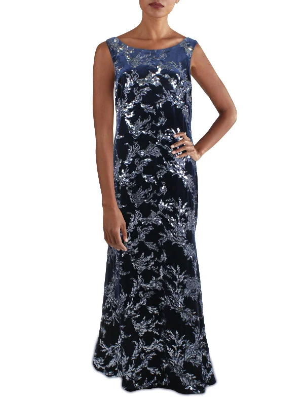 Womens Velvet Maxi Evening Dress