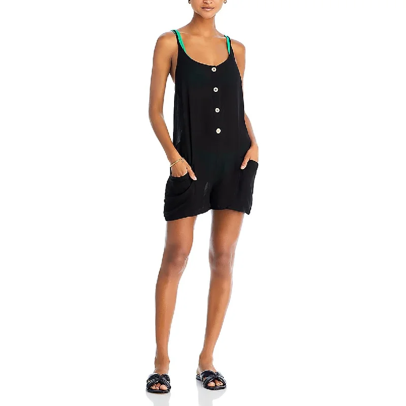 Aqua Swim Womens Solid Cover Up Romper