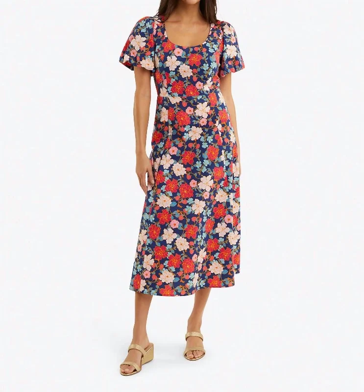 Julianne Midi Dress In Blooming Peony