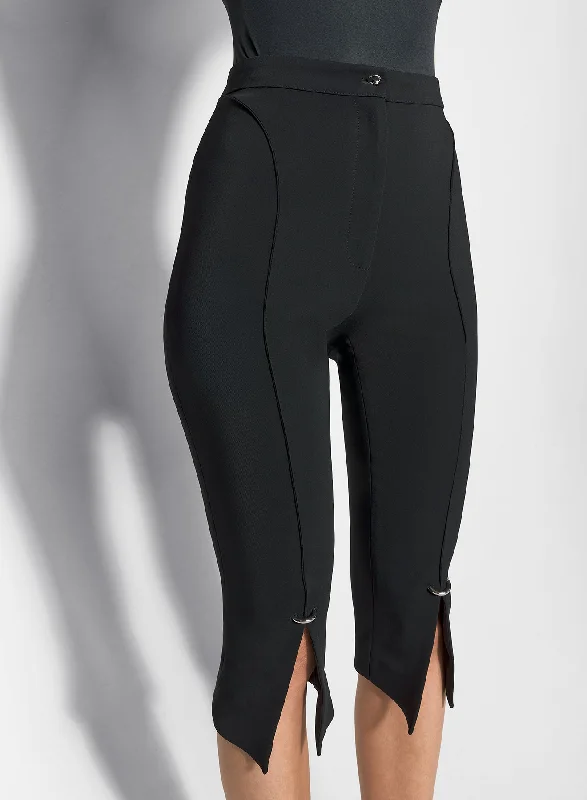 black pierced capri pants