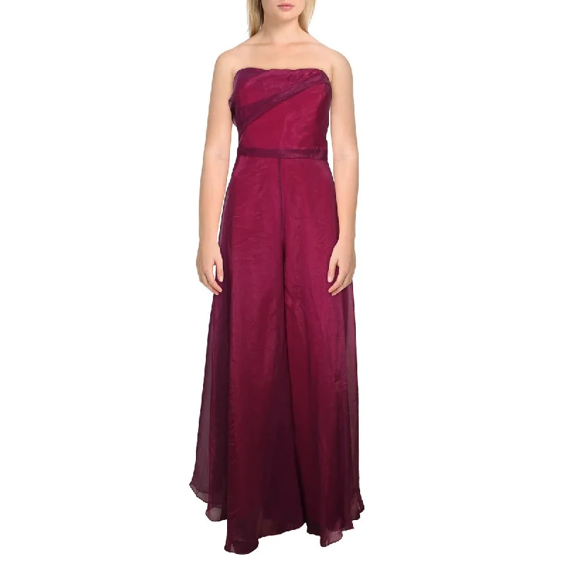 Rene Ruiz Collection Womens Strapless Shimmer Jumpsuit