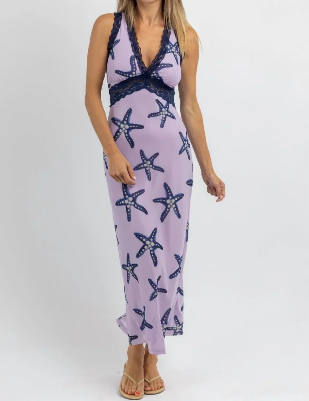 Under The Sea Slip Midi Dress In Purple