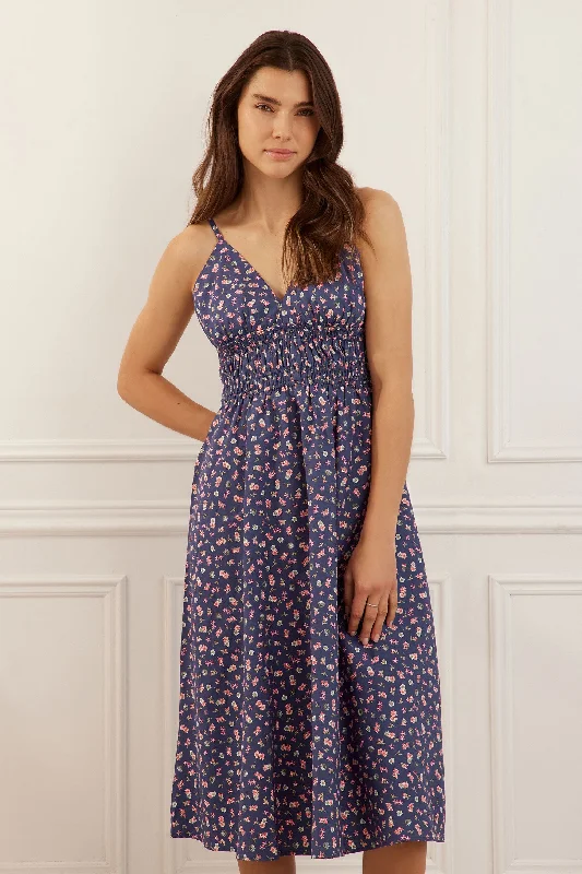 Robe midi bretelles fines imprimée - Femme