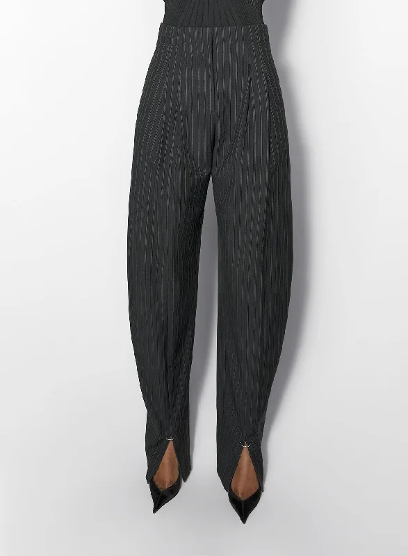 pinstripe pierced loose tailored trousers