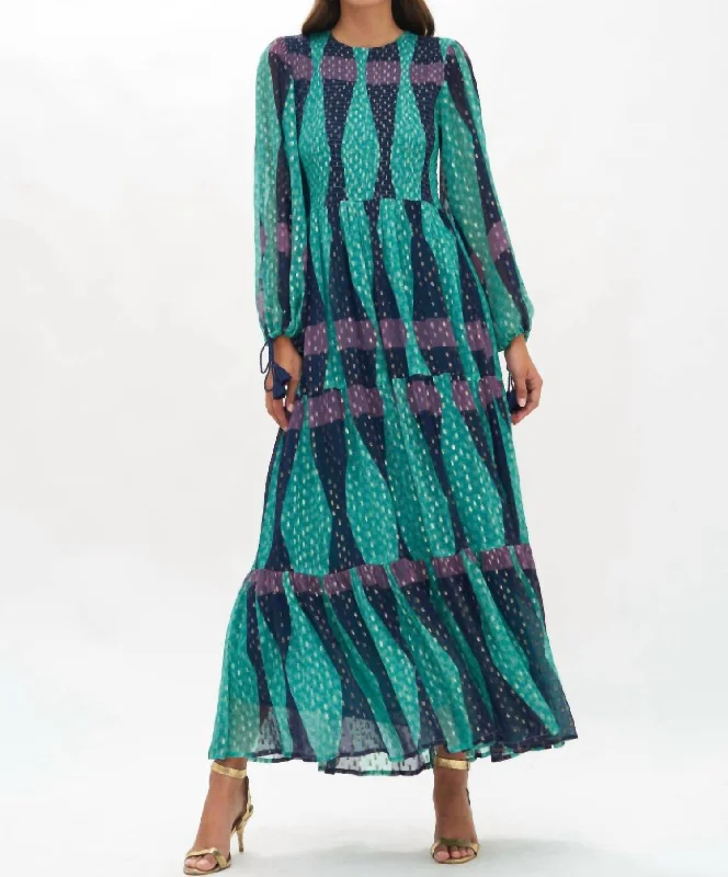 Smocked Top Maxi Dress in Eggplant Tarot