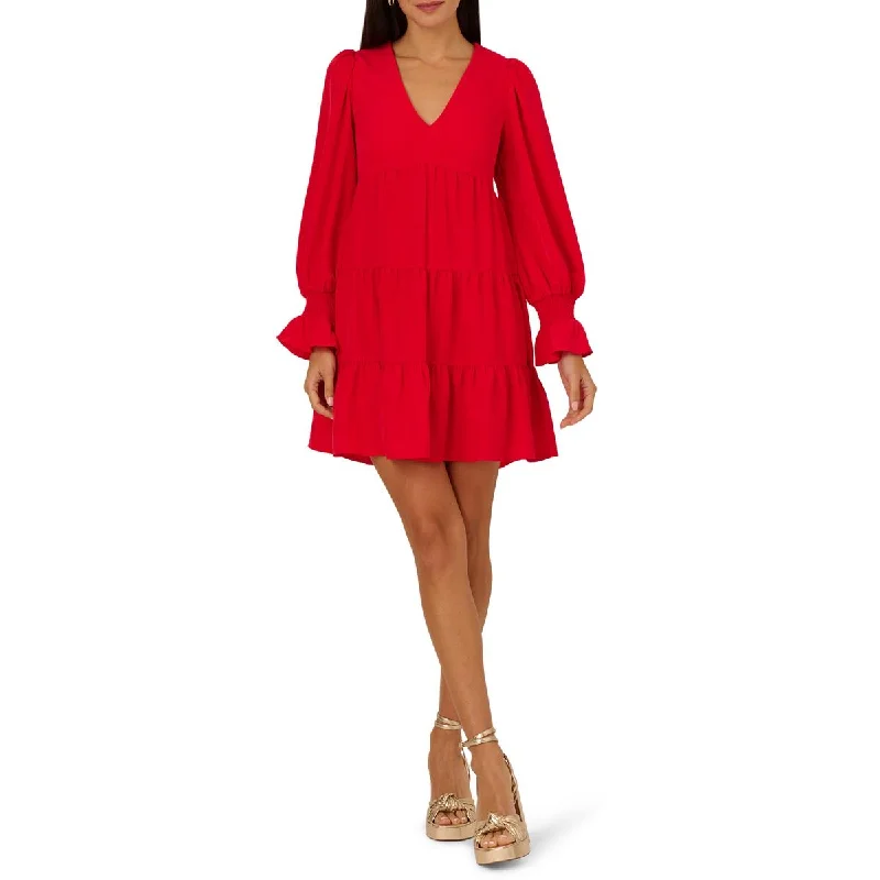 Womens V-Neck Tiered Mini Dress