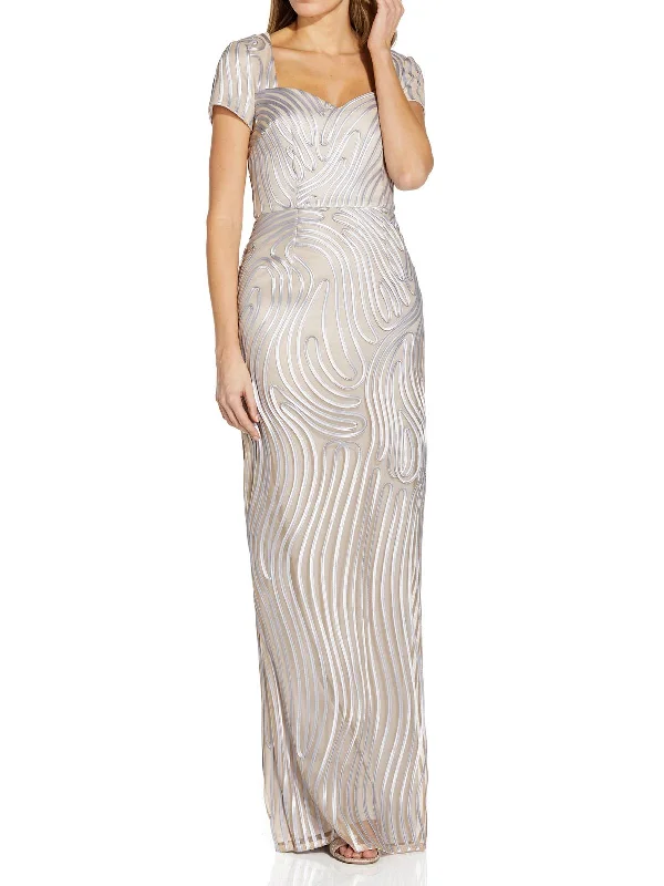 Womens Embroidered Maxi Evening Dress