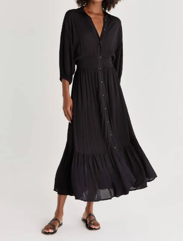 Tanya Solid Maxi Dress in Black