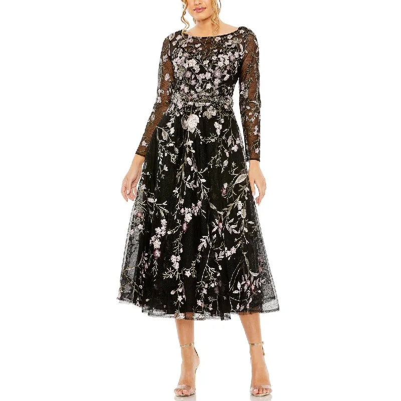 Plus Womens Lace Embellished Evening Dress