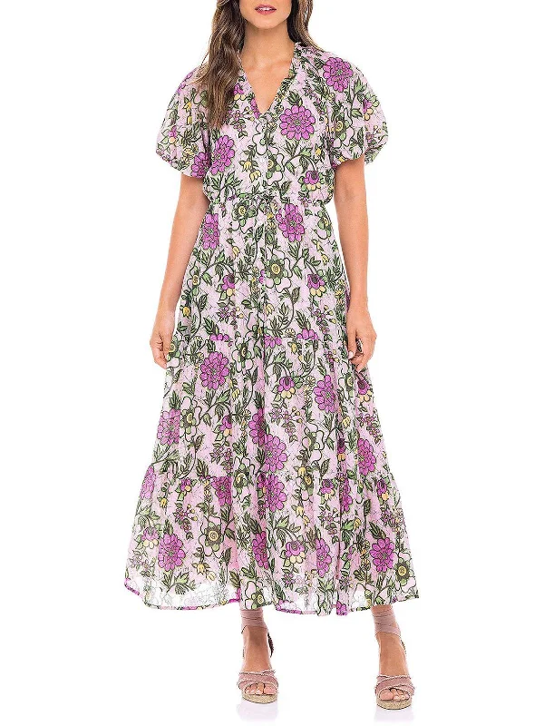 Womens Floral Printed Long Maxi Dress