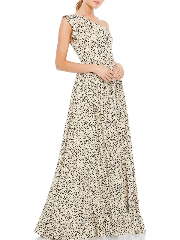 Womens Animal Print Maxi Evening Dress