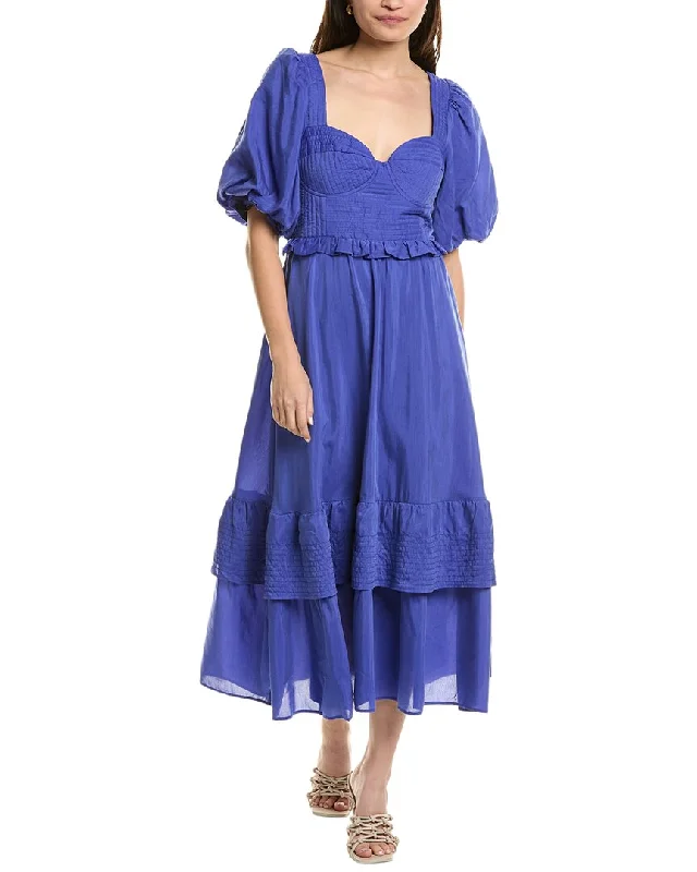 FARM Rio Bubble Sleeve Midi Dress