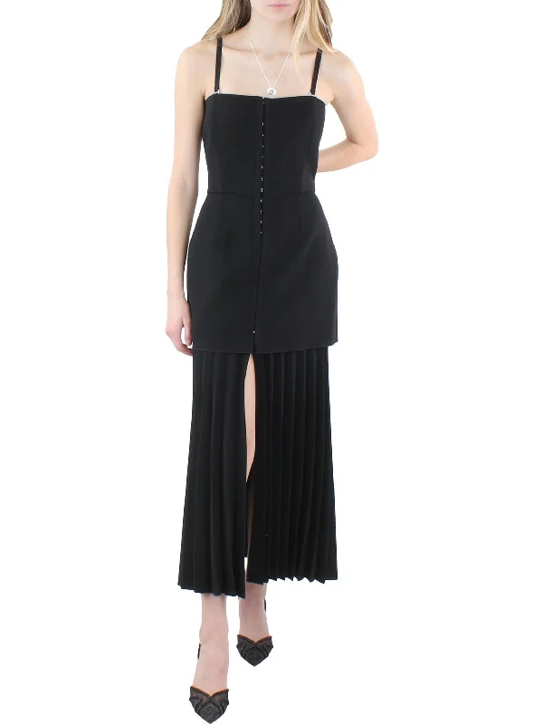 Womens Pleated Maxi Evening Dress