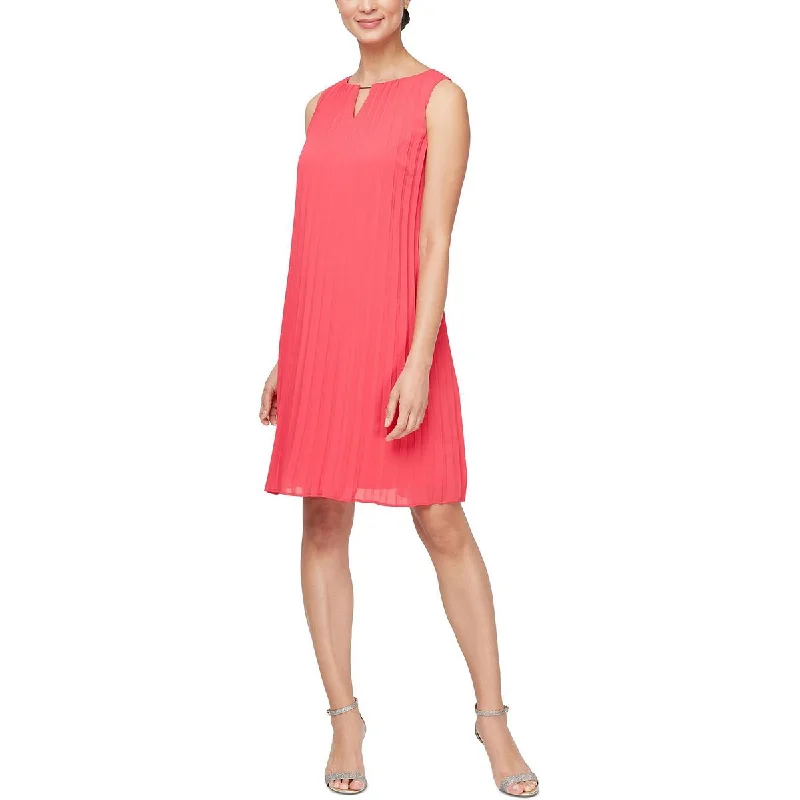 Womens Mini Pleated Shift Dress