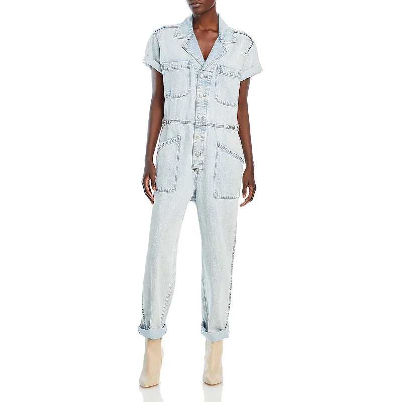 Pistola Womens Denim Rolled Sleeve Jumpsuit