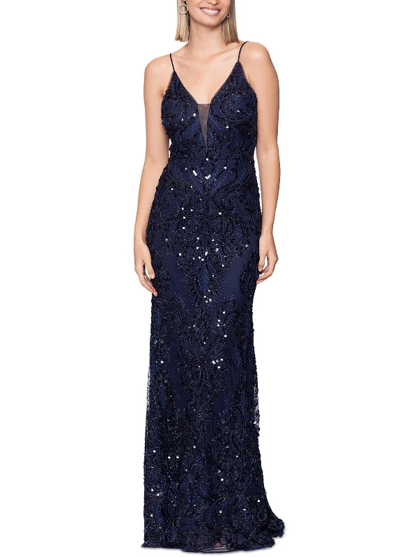 Womens Full Length Sequined Evening Dress