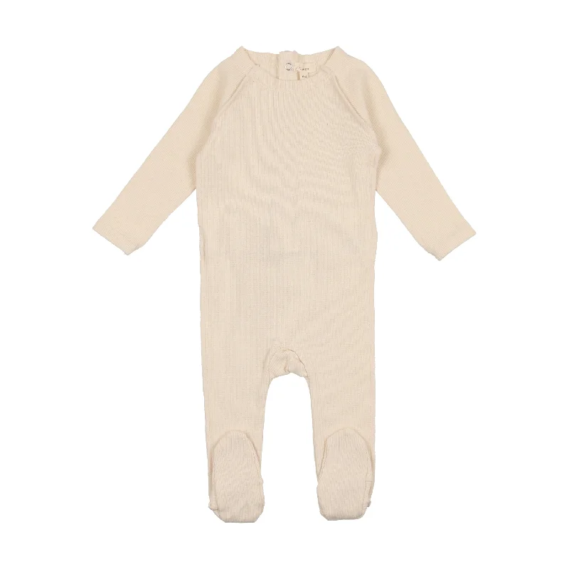 Lil Legs Stitch Ribbed Footie - Stone