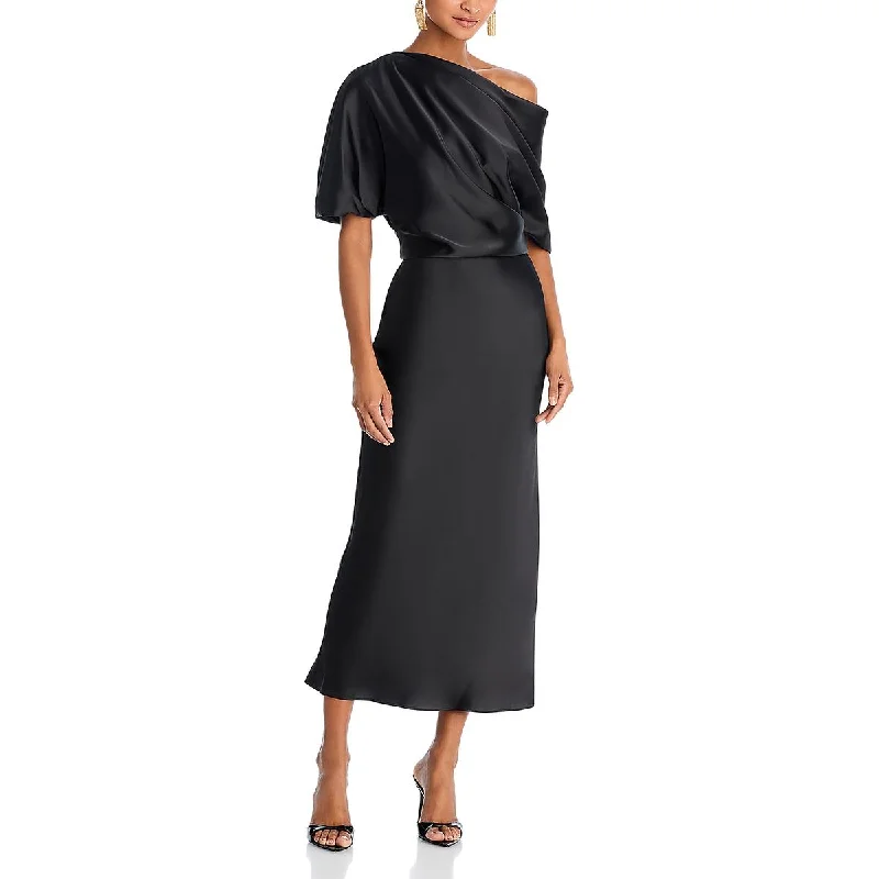 Womens Draped Pencil Midi Dress