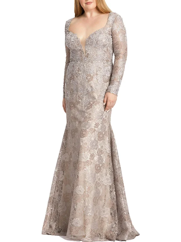 Plus Womens Lace Maxi Evening Dress