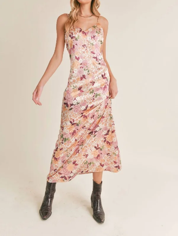 Slip Midi Dress In Rustic Cabin