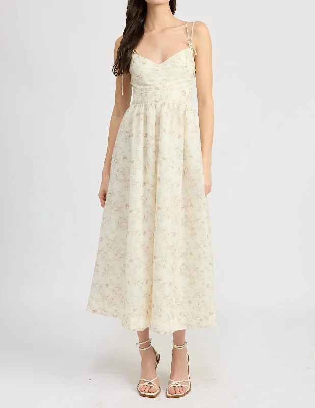 Jaylin Cami Midi Dress In Ivory Tan