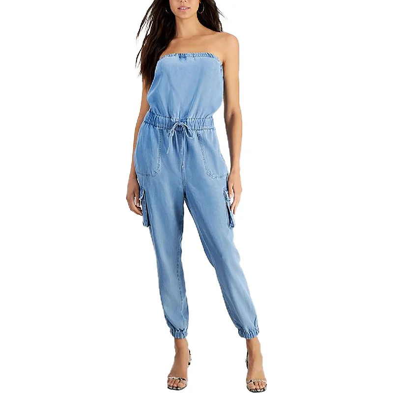 Guess Womens Lucia Denim Cargo Jumpsuit