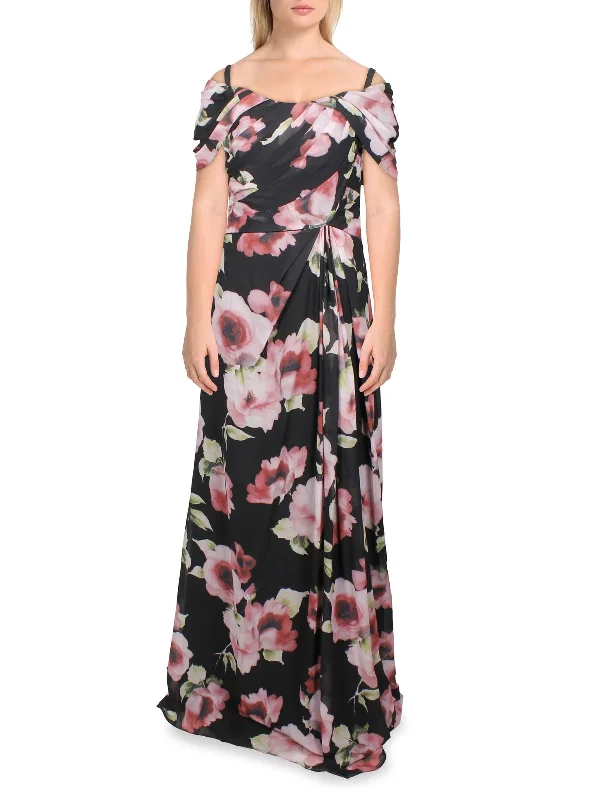 Womens Off the Shoulder Maxi Evening Dress