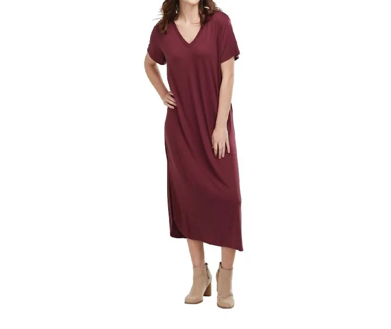 Jojo Midi Dress In Burgundy