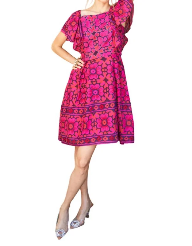 Women's Short Floral Dress In Pink