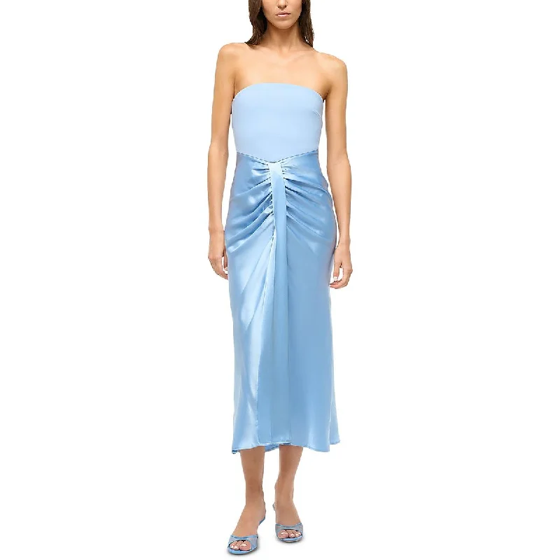 Womens Bow Strapless Midi Dress