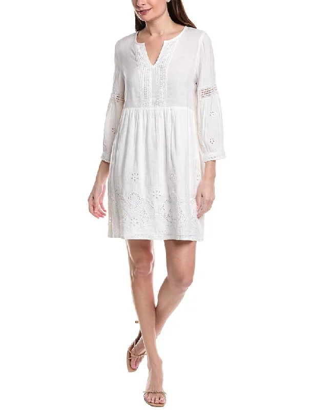 Tommy Bahama St. Lucia Split Neck Linen-Blend Mini Dress