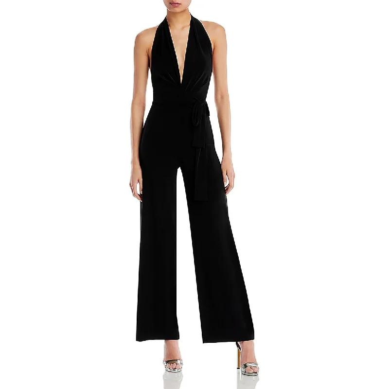 Norma Kamali Womens Halter Wrap Jumpsuit