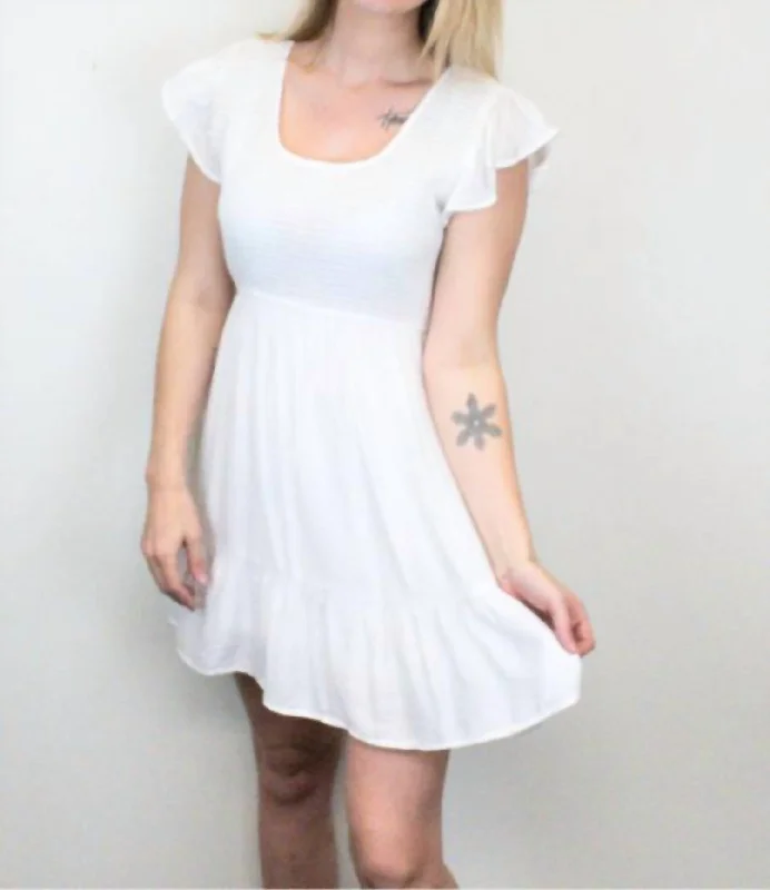 Smock Mini Dress In White