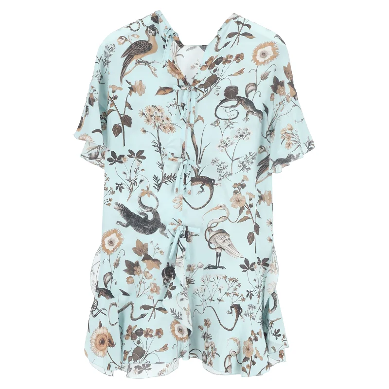 Red Valentino Printed Mini Dress in Turquoise Polyester