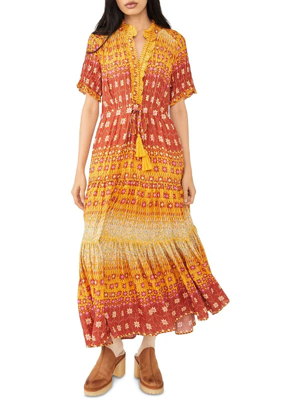 Rare Feeling Womens Ruffled Printed Maxi Dress