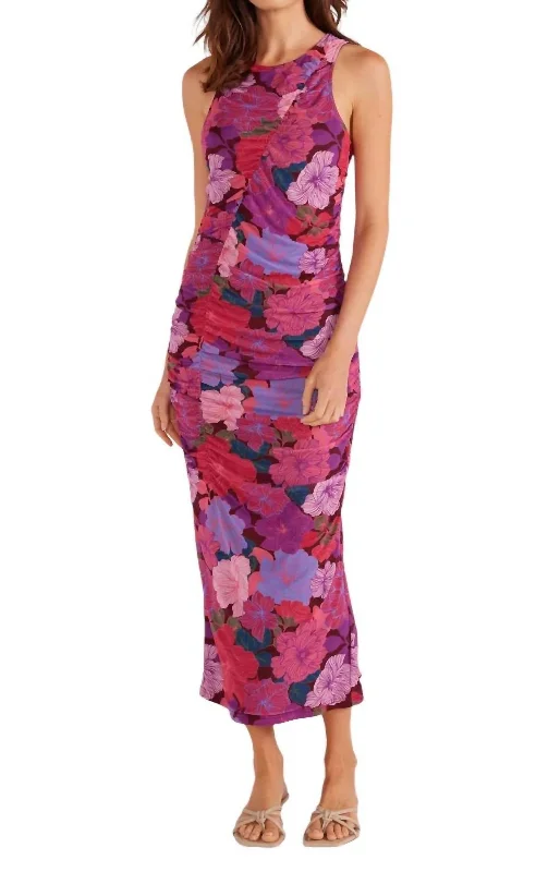 Lexie Mesh Midi Dress In Floral-Blooms