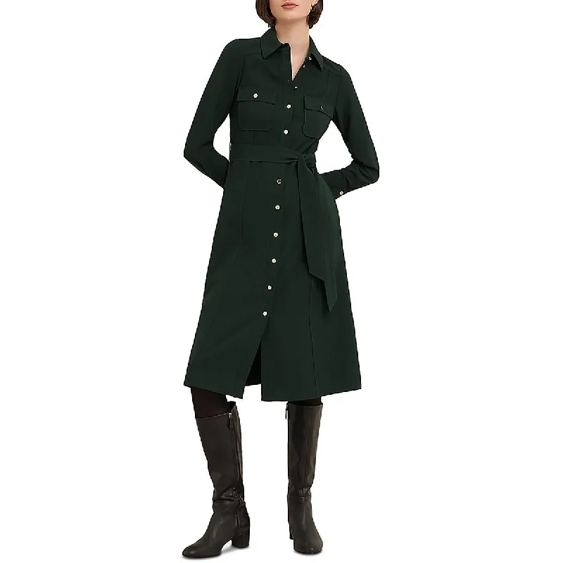 Womens Midi Belted Shirtdress