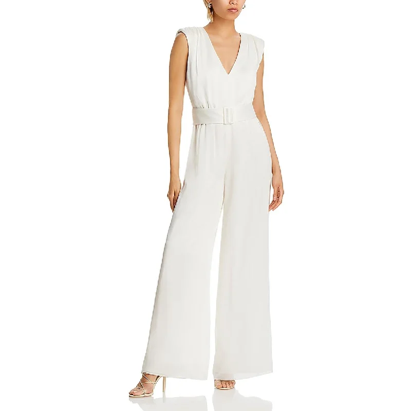 BCBGMAXAZRIA Womens Chiffon Plunge Jumpsuit